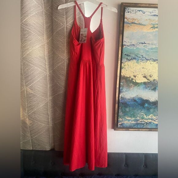 Halara Everyday Midi Chill Dress-La Land Red Color Size Small Sleeveless NWT - Picture 7 of 16